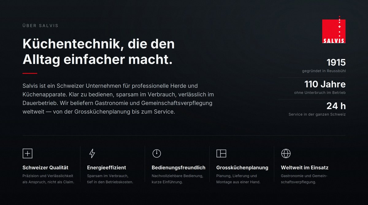 Salvis Markensektion im Blackline-Auftritt